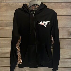 Men’s Black Patriots Full Zip Hoodie with Camo Accents - Size M